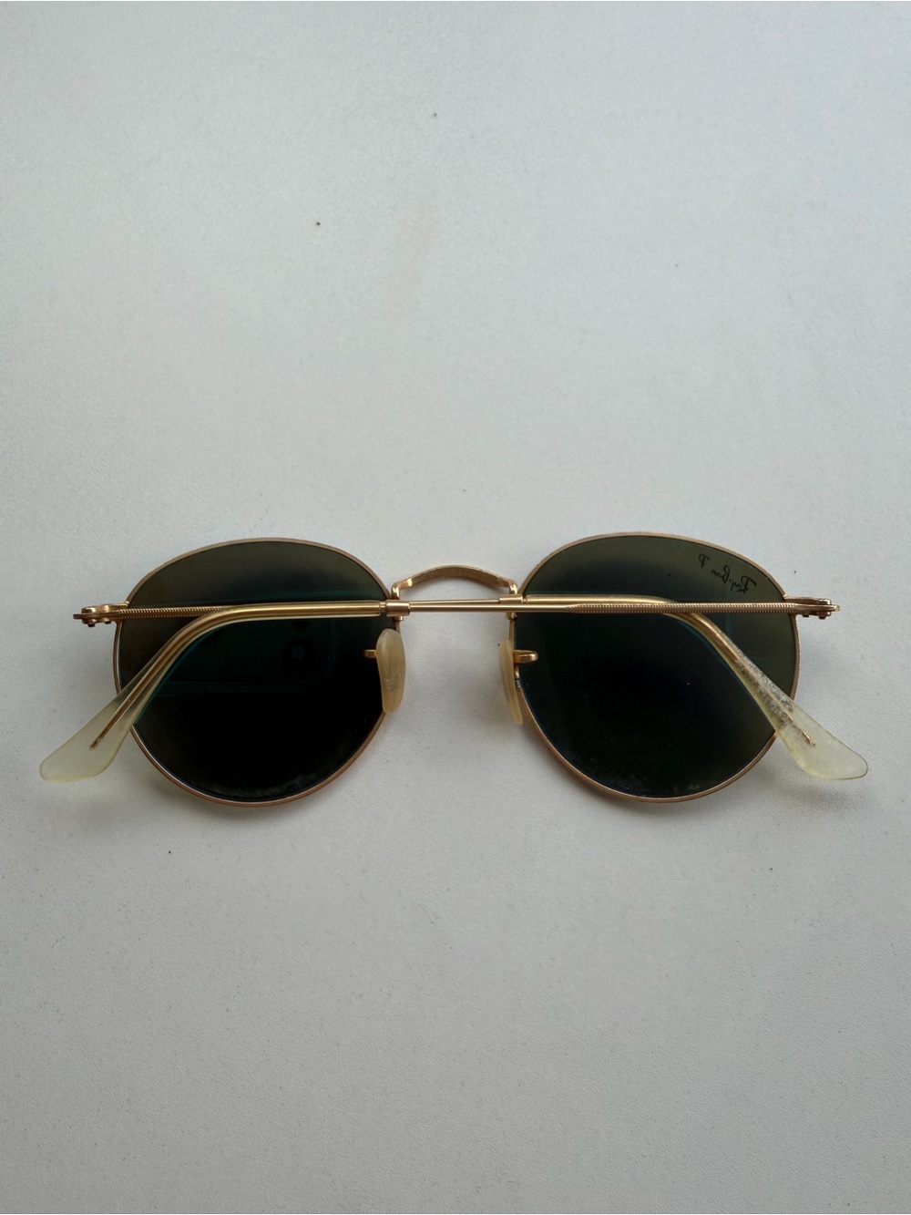 Ray-Ban Gold Frame Sunglasses with Blue Mirrored Lenses - Picture 3 of 3